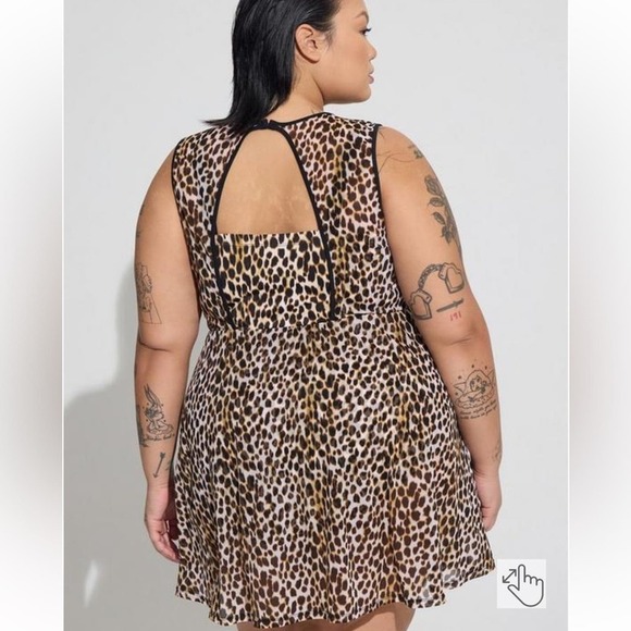 New! Torrid 2 Leopard Cheetah Mesh Swim Bathing Suit Dress 2X - Picture 3 of 3